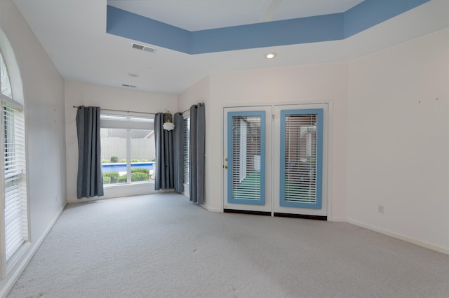  - carpeted spare room featuring baseboards and recessed lighting
