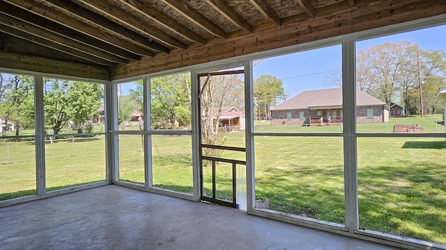 view of unfurnished sunroom