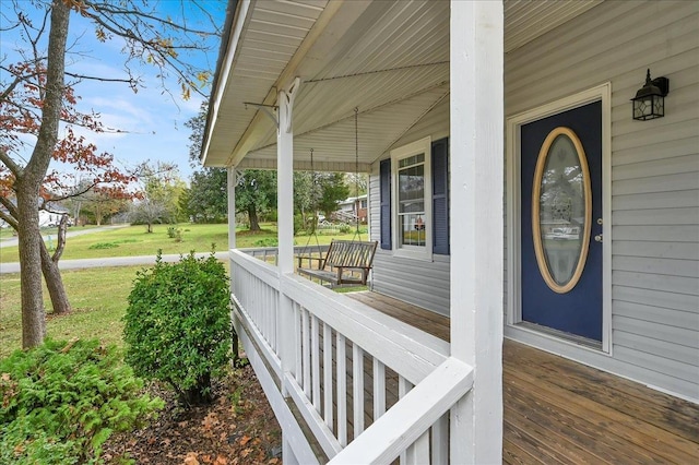 wooden deck with covered porch