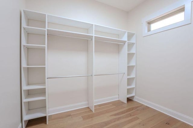 spacious closet featuring hardwood / wood-style flooring