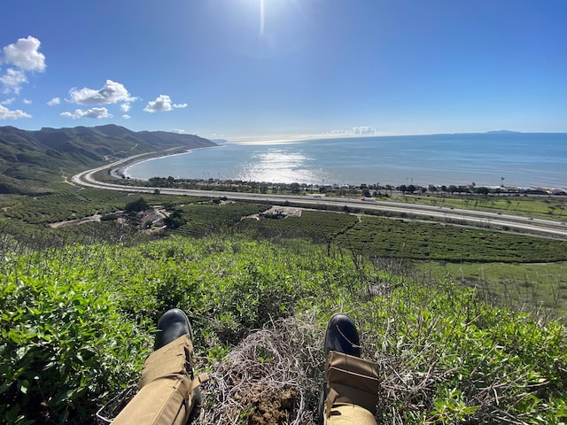 mountain view with a water view