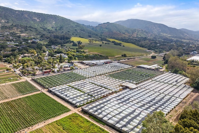 aerial view featuring a mountain view and a rural view