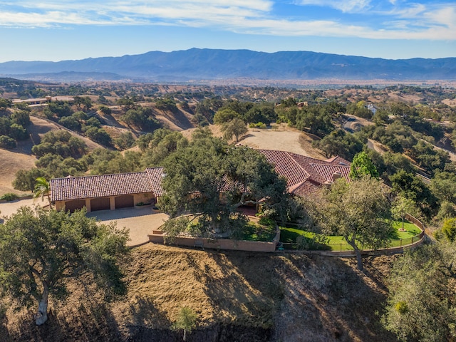 aerial view with a mountain view