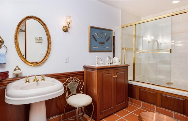 bathroom featuring tile floors