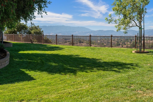 view of yard with a mountain view