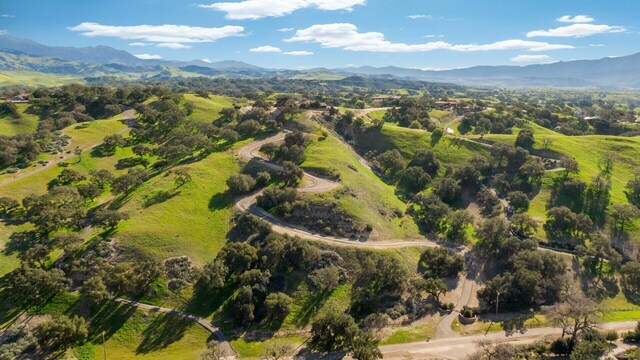 birds eye view of property with a mountain view