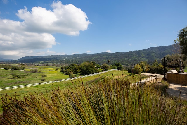 view of mountain feature featuring a rural view