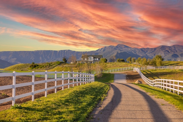 property view of mountains with a rural view