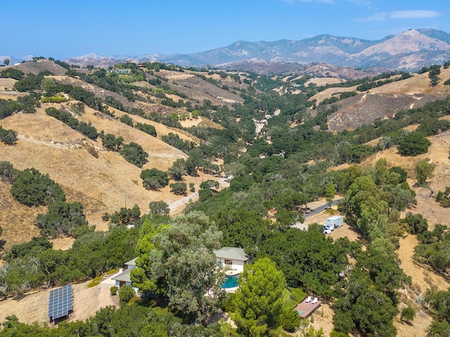 aerial view featuring a mountain view