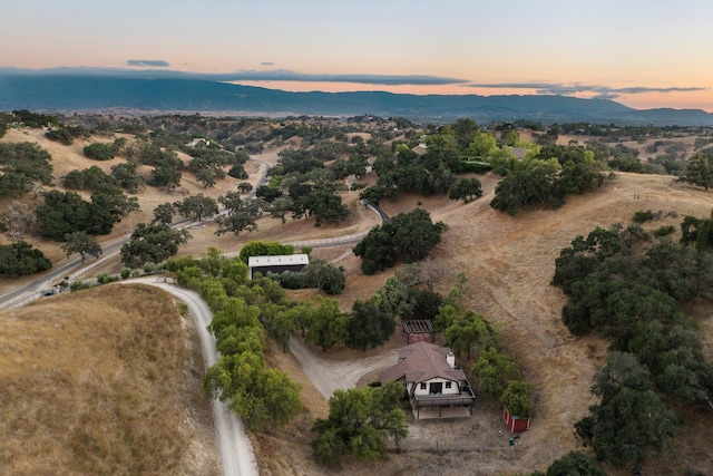 aerial view at dusk with a rural view