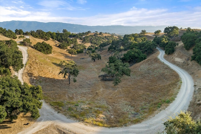 aerial view with a mountain view