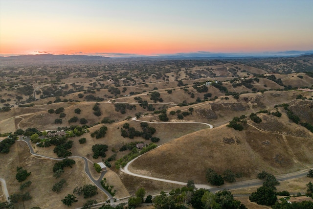 view of aerial view at dusk