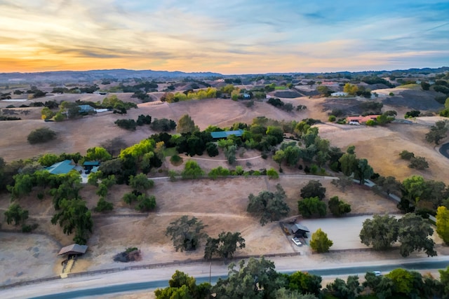 view of aerial view at dusk