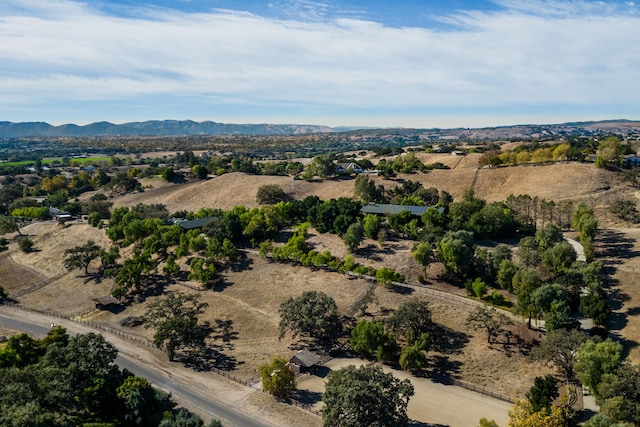 birds eye view of property with a mountain view