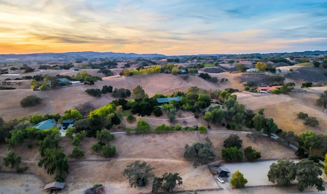 view of aerial view at dusk