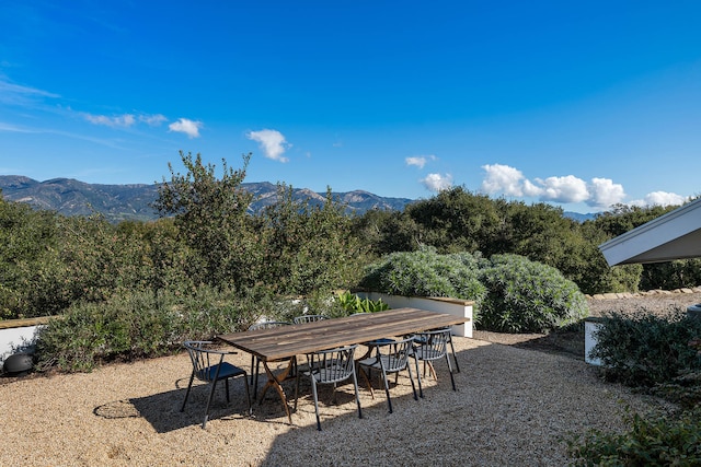 view of patio / terrace with a mountain view