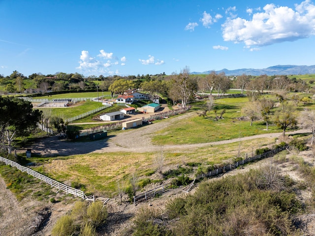 bird's eye view with a rural view and a mountain view