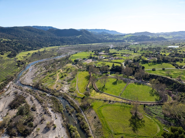 aerial view with a mountain view