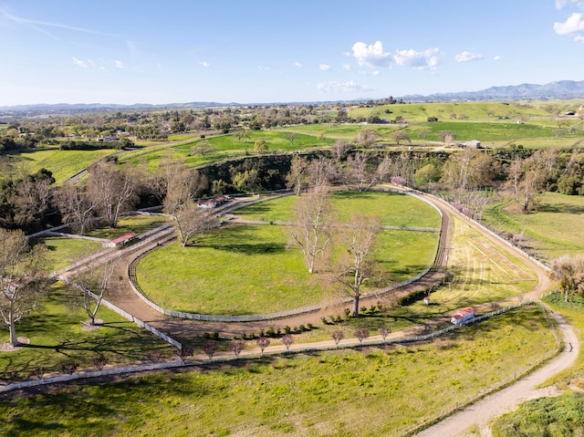 birds eye view of property featuring a rural view