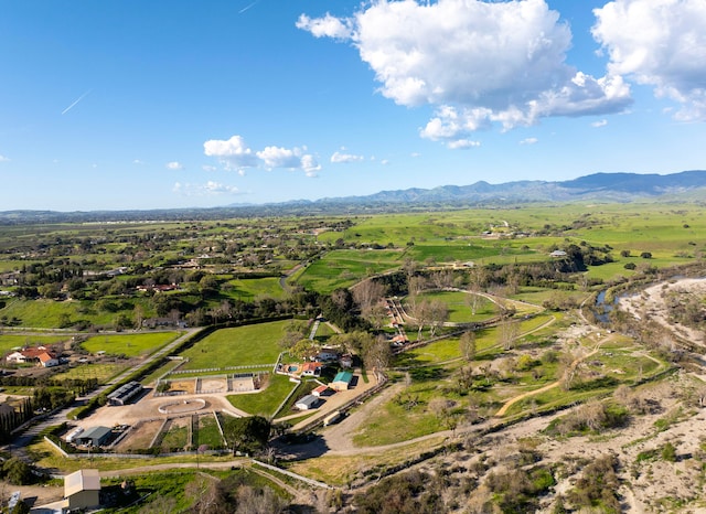 birds eye view of property featuring a mountain view