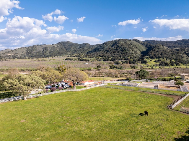 view of mountain feature with a rural view