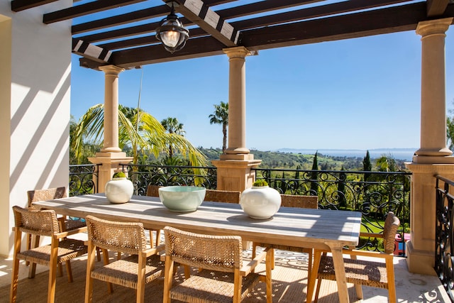 view of patio / terrace featuring a pergola