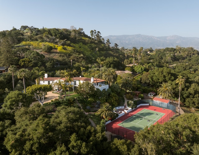 drone / aerial view with a mountain view