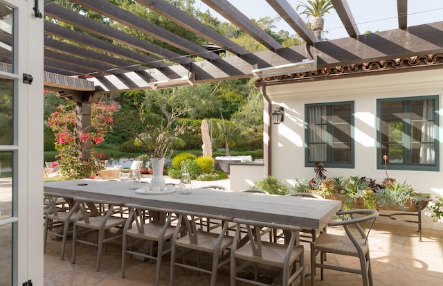 view of patio / terrace featuring a pergola