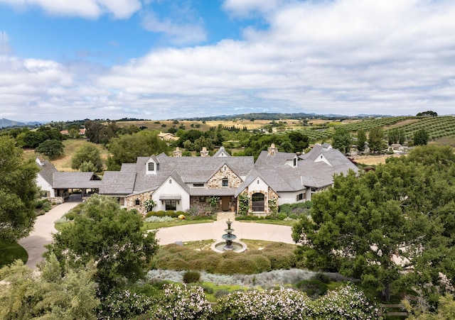 drone / aerial view with a rural view