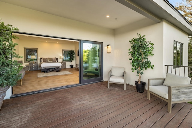 wooden deck with outdoor lounge area