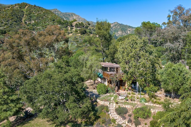 aerial view featuring a mountain view