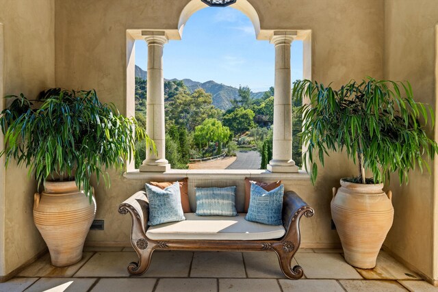 balcony with a mountain view