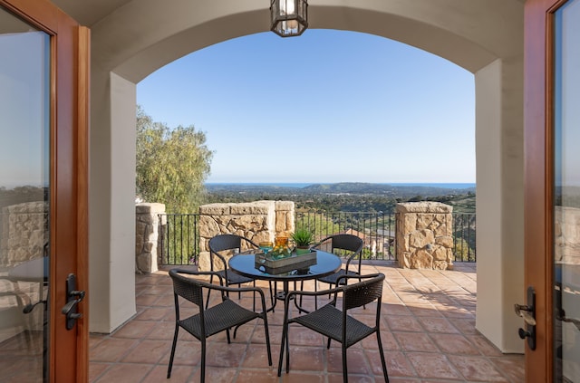 balcony with a patio area