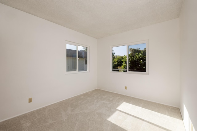 carpeted empty room with a textured ceiling