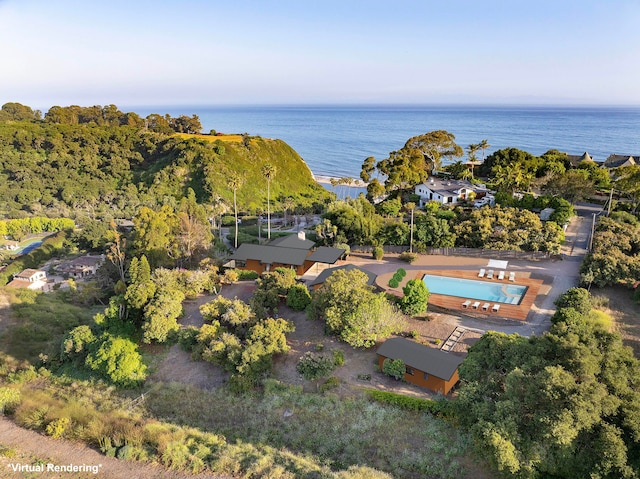 bird's eye view featuring a water view