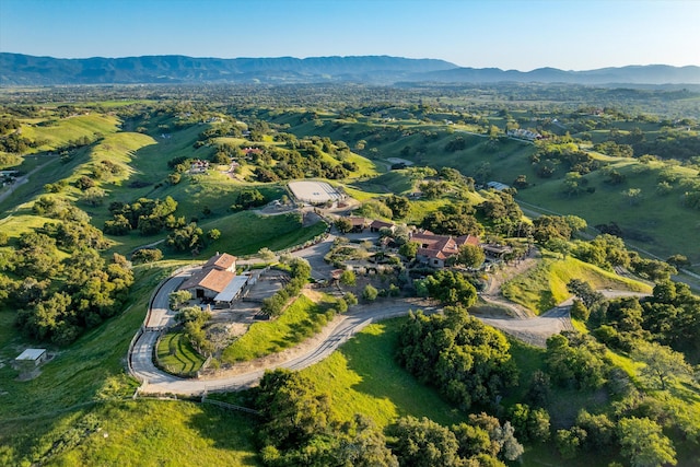 bird's eye view with a mountain view