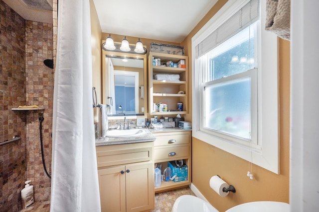 5415 Campbell Rd, Lompoc, CA 93436 - full bath with a tile shower, toilet, and healthy amount of natural light