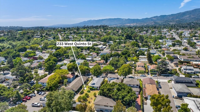 bird's eye view with a mountain view