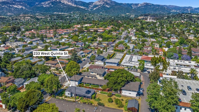 aerial view featuring a mountain view