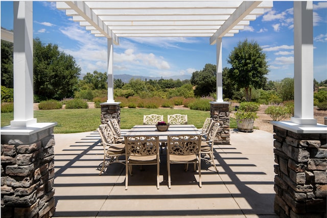 view of patio / terrace featuring a pergola