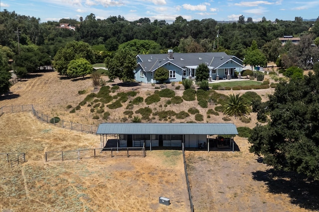 aerial view featuring a rural view