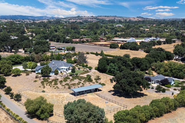 birds eye view of property with a mountain view