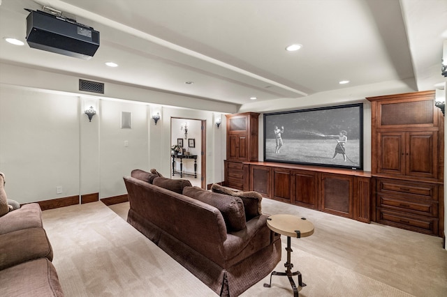 view of carpeted home theater