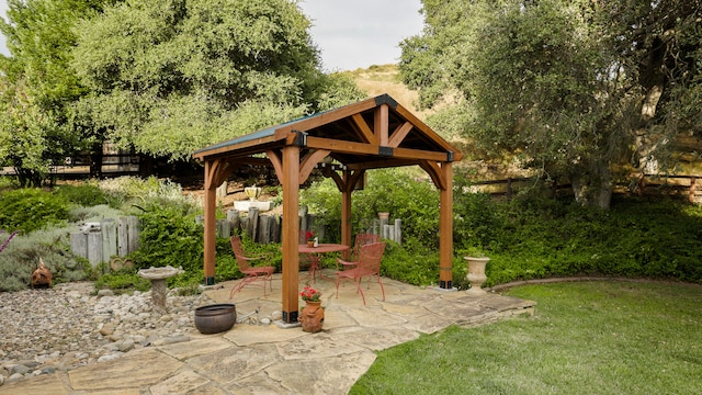 exterior space featuring a gazebo