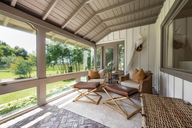 1259 Alamo Pintado Rd, Solvang, CA 93463 - sunroom featuring healthy amount of natural light and vaulted ceiling