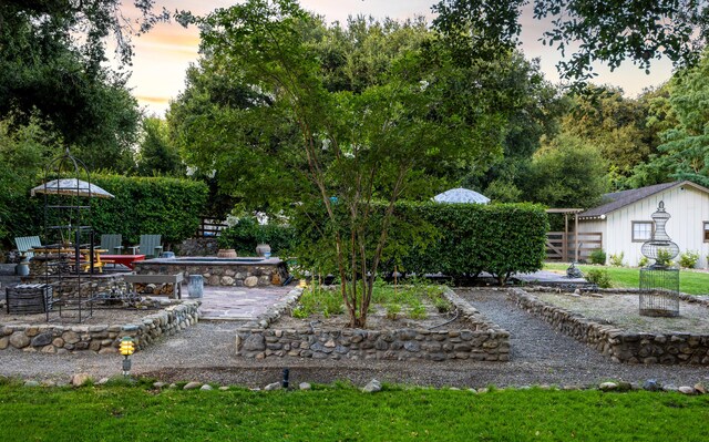 1259 Alamo Pintado Rd, Solvang, CA 93463 - view of yard with a patio and a fire pit
