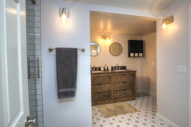 bathroom featuring vanity and tile patterned floors