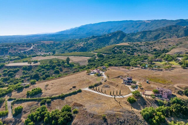 aerial view with a mountain view and a rural view