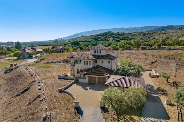 drone / aerial view with a mountain view