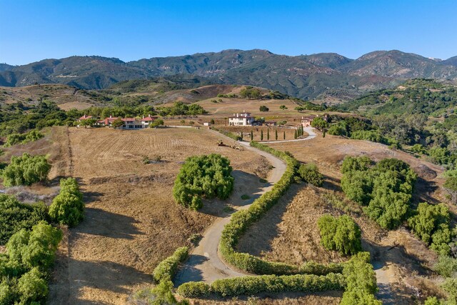 bird's eye view with a mountain view and a rural view